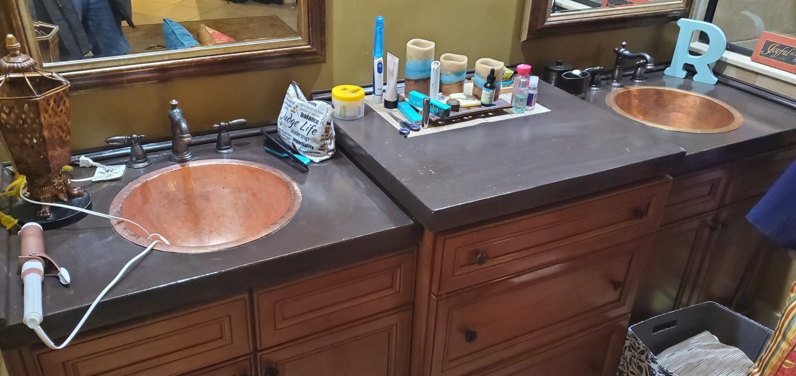 Faux Finish Marbleizing Vanity and Tub in Master