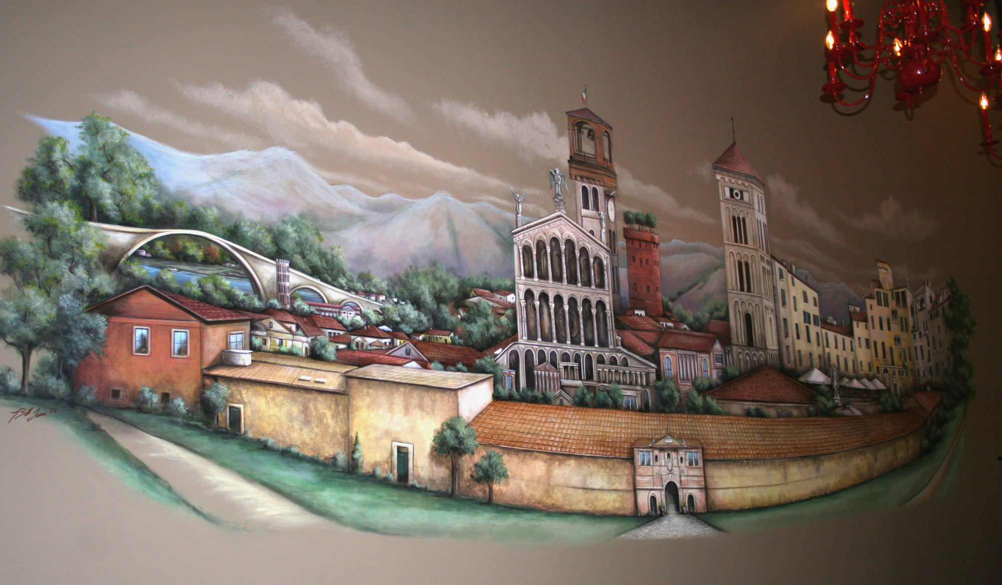 Wall Mural Design Lucca Collage at Grisanti's Restaurant in Memphis
